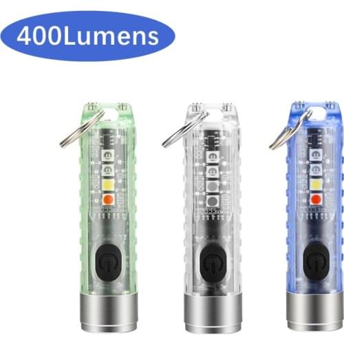 Multi-function Mini LED Flashlight Service Life 500000 Hours 400Lumens USB Rechargeable Portable Tail Magnet For Outdoor