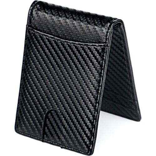 Famous Brand RFID Blocking Man Carbon Fiber Thin Wallets Microfiber Slim Bank Credit Card Holder For Male Simple Short Purse