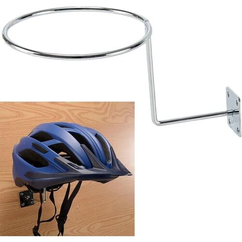 Wall Mounted Bicycle Helmet Holder Wig Hat Display Stand, Durable Motorcycle Helmet Hanger Chrome Plated