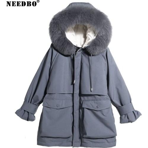NEEDBO Winter Jacket Women Big Size Fur Collar Parka Mujer Puffer Jacket Women Winter Coat Cotton Padded Warm Casaco Outwear