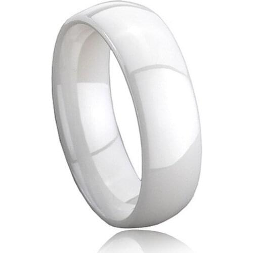 New Arrival High Quality White Hi-Tech Ceramic Dome Band Ring for Womans Gift Engagement 3.5mm/6mm Width Size 5-12