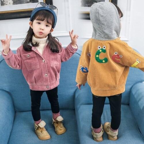 Baby Girls Hooded Jacket Coat Autumn Winter Kids for Girl Letters Jackets Plus Thicken Fleece Velvet Outerwear Children Clothes