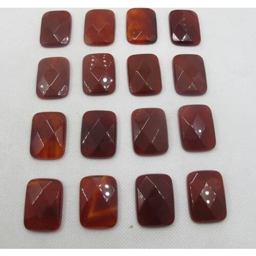 Wholesale Red Carnelian Agat e 22x30mm Faceted Rectangle Gem stone Jewelry Cabochon Natural Stone Ring Face 5pcs/lot