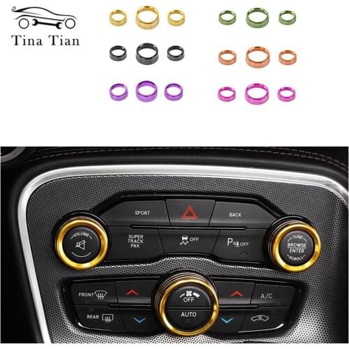 Fit for Charger Challenger 2015+ Auto Interior parts for Dodge Charger Challenger 2015+ Air Conditioner Switch CD Knob Ring