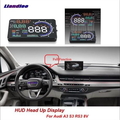 Liandlee For Audi A3 S3 RS3 2013-2018 Full Function OBD Car HUD Head Up Display Projector Windshield Safe Driving Screen