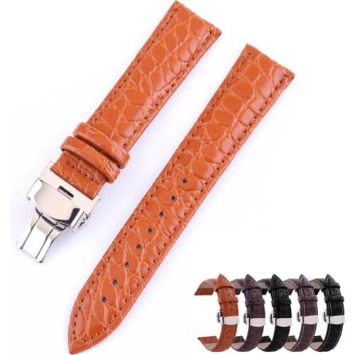 Genuine Leather Watch Band 18mm 20mm 22mm 24mm Butterfly Buckle Calf Leather Watch Strap for Men Women