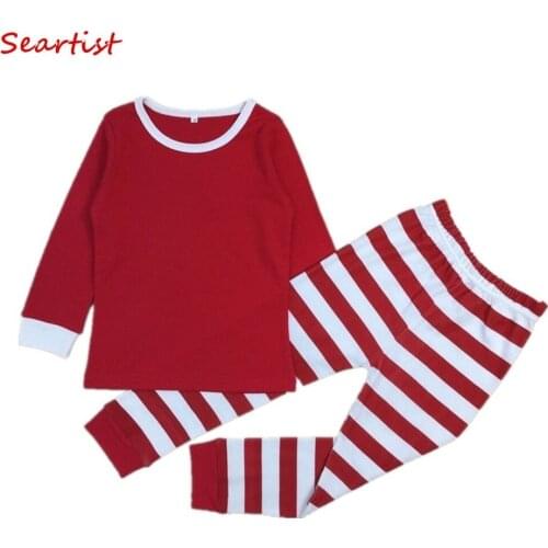 Seartist Baby Girls Boys Pajamas Set Kids Red Striped PJS Baby Bebes Merry Christmas Set Children Nightwear Set 2021 New 30
