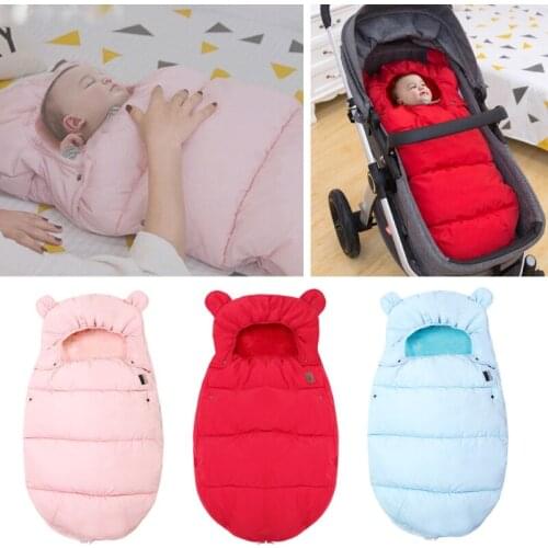 0-12M Baby Sleeping Bag Stroller Winter Windproof Thick Sleepsacks For Infant Wheelchair Envelopes Newborns Warm Footmuff