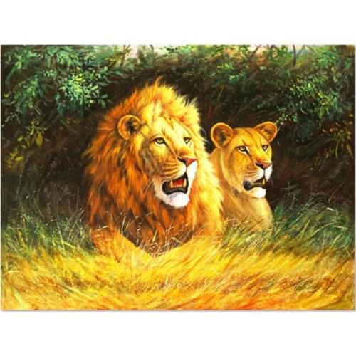 Diy Needlework Embroidery Sets Canvas Painting lion Picture 40x50cm Home Decoration Precision Printing Cross stitch kits
