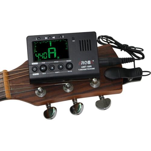 High Quality Aroma AMT-560 Guitar Tuner Metronome Built-in Mic with Pickup Cable for Guitar Chromatic Bass Violin Ukulele