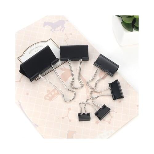 1/5 PCS Paper Clip 19 32 Mm Foldback Metal Binder Clips Black Grip Clamps Office School Stationery Paper Document Clips