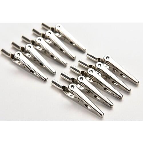 10pcs Stainless Steel single prong Alligator Crocodile Electric Test Clips Cable Lead Screw Probe Clamps Silver Tone