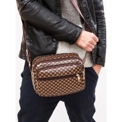 SHYAA Womens Bag European and American Style PU Leather Messenger Bag Retro Fashion Black Mens Bag Shoulder Diagonal Portable