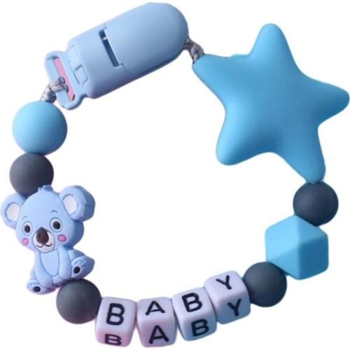 1 Koala Star Newborn Pacifier Anti-Lost Chain Beads Silicone Plastic Teether Bracelet Teething Soother Pacifier Clip Chain