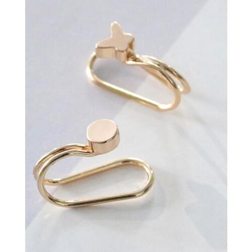 1Pc Stainless Steel Double Hoop Ear Cuff Clip On Clip Earring Tragus Cartilage Non Piercing Closure RingsGeometric No Piercing