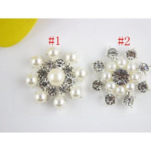2.3cm 20Pcs Flowers Pearl Rhinestone Buttons Embellishment button DIY accessories 2 options