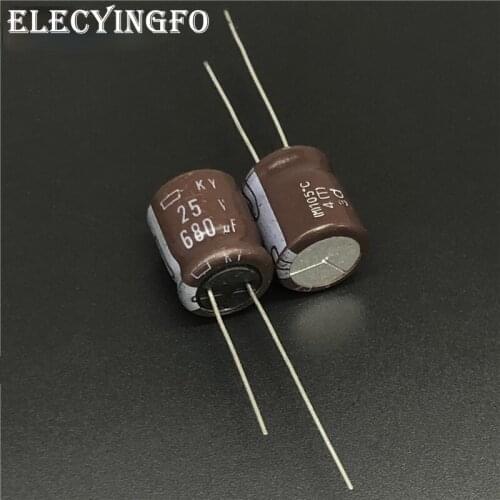 50pcs 680uF 25V680UF NIPPON NCC KY Series 12.5x15mm Low impedance Long Life 25V680uF Aluminum Electrolytic Capacitor