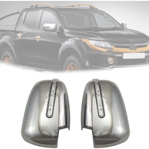 Car Rear View Mirror Cover with LED Lights Exterior Parts Accessories ABS for Mitsubishi L200 Triton 2016 2017