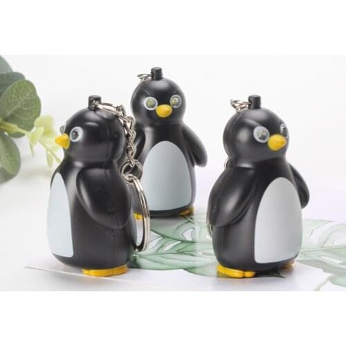 FREE SHIPPING by FEDEX 100pcs/lot New Plastic Penguin Key Chains with Flashlight LED Penguin Keyrings for Kids Gifts