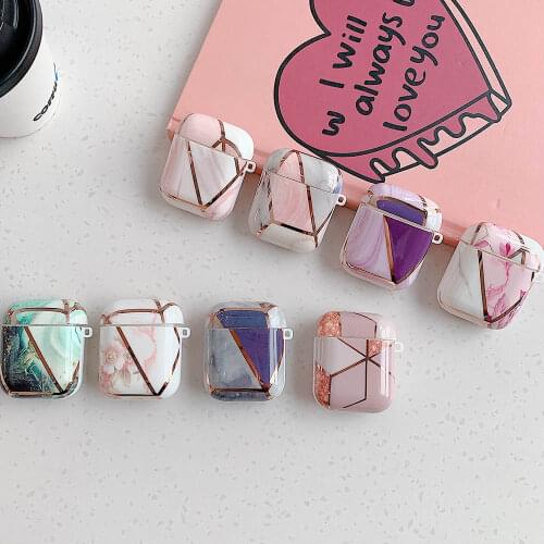 Marble Flowers Earphone Case For AirPods 2 Cases Soft IMD Electroplated Bluetooth Wireless Charging Box Cover for Air Pods Funda