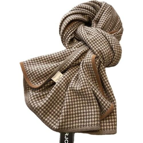 Pure 100% Cashmere scarfwomen' Color-edged houndstooth shawl cashmere warm comfortable multi-color autumn winter scarf