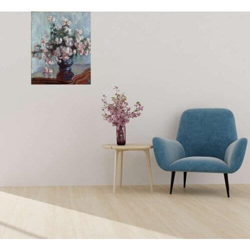 Claude Monet Painting Chrysanthemums Oil Painting Home Decorative Canvas Oil Painting For Living Room Reproduction Suppliers