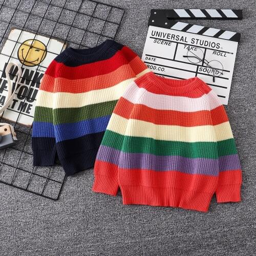 Rainbow childrens sweaters girls boys sweaters autumn and winter childrens sweaters baby boy sweater christmas sweater