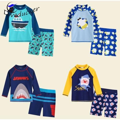 Childrens bathing suit boys swimming trunks separate body long sleeve sun block quick dry big boy baby warm suit