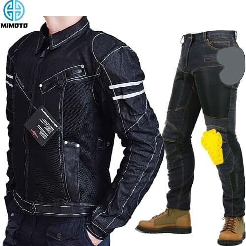 For Komine Motorcycle Jacket Pants JK-006 Denim Mesh Racing Suit Locomotive Anti-fall Pants Motorcycle Riding Jeans Moto Jacket