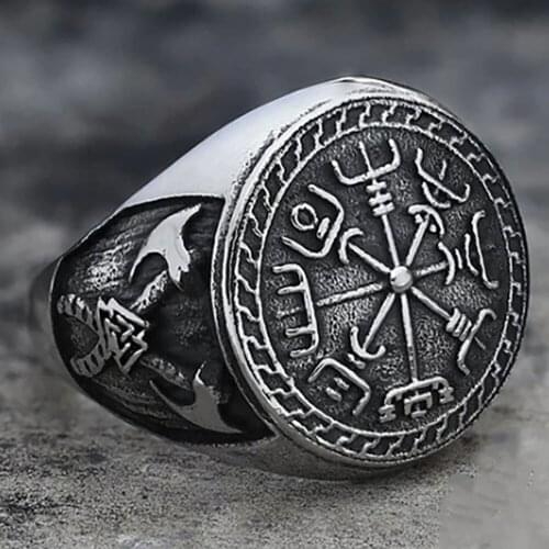 Mens Domineering Tomahawk Pattern Ring Male Female Wide Face Punk Hip Hop Biker Rock Ring Jewelry Party Club Finger Accessories