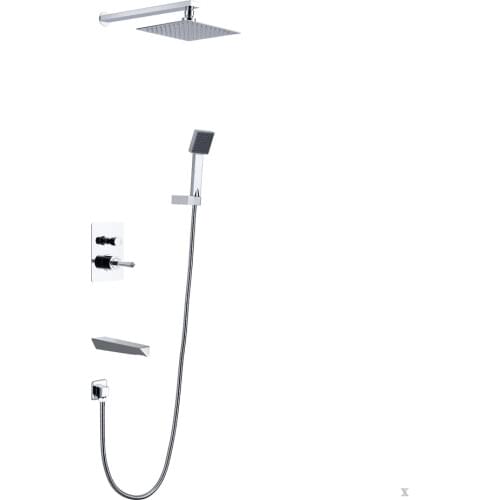 Guangdong Kaiping water mouth straight chrome top spray Rod black bathtub shower hot and cold shower set