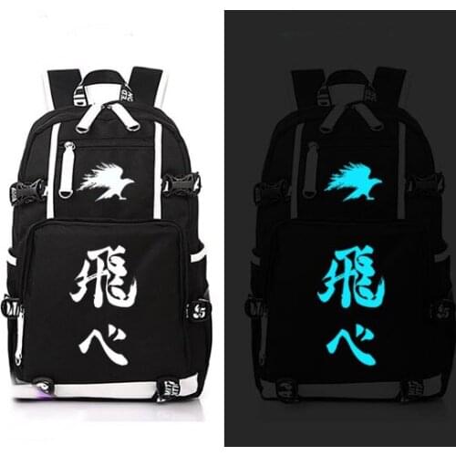 Anime Haikyuu Cosplay Backpack Anime Hinata Syouyou Canvas Bag Luminous Schoolbag Travel Bags