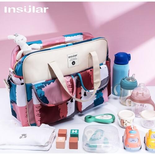 Insular Diaper Bag One Shoulder Baby Bag Women Travel Handbag for Baby Nursing Mummy Maternity Printed Nappy Bag