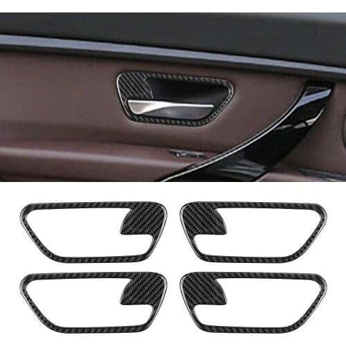 Interior CarbonFiber Car Interior Door Handle Cover Trim Door Bowl Stickers Decoration for BMW 3 Series GT F30 F32 F34 2013-2020