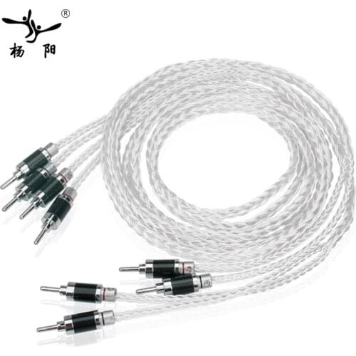 YYAUDIO Y-8 Silver-plated Hifi 8ag Speaker Cable High Performance 7N OCC HIFI Speaker cable 1.5m 2m 2.5m 3m