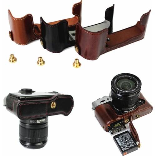 Classical PU Leather Case Camera Bag for Fujifilm Fuji X-T10 XT10 X-T20 XT20 X-T30 XT30 Half Body Set Cover with Battery Opening