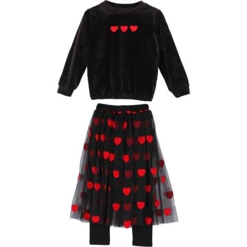 Mom And Daughter Sets Fashion Love Print Pullover Tutu Skirt Mother And Daughter Clothes Baby Culotte Matching Family Outfits