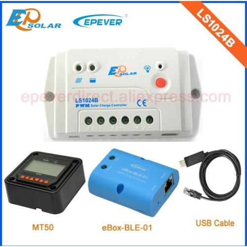 LS1024B controller 10A 10amp with black MT50 remote meter and bluetooth function box and USB cable solar charger