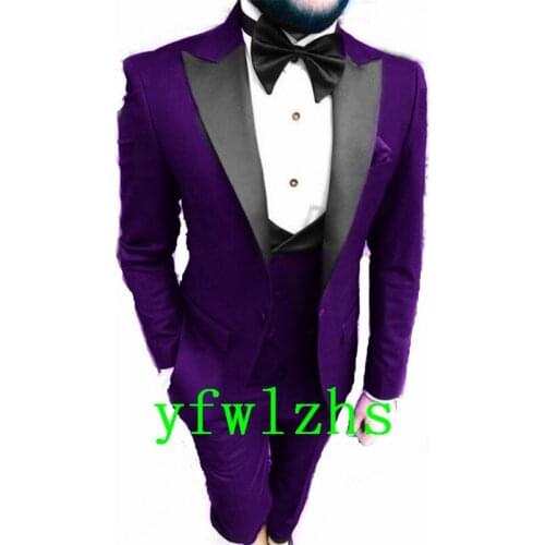 Handsome One Button Groomsmen Peak Lapel Groom Tuxedos Wedding Dress Men Suits Blazer Prom Dinner (Jacket+Pants+Tie+Vest) B118