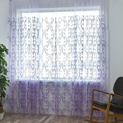 Lychee Hook Flower Embroidery Window Tulle Curtains Organza Voile Curtain for Living Room Modern Window Curtains