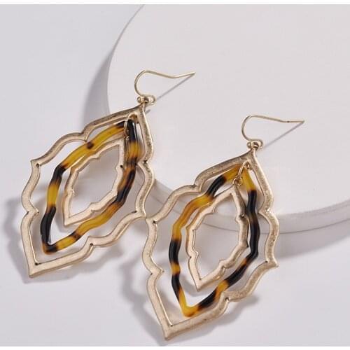 Moroccan Magnolia Dangle Drops Earrings Morocco Acrylic Resin Leopard Dangle Drop Earrings