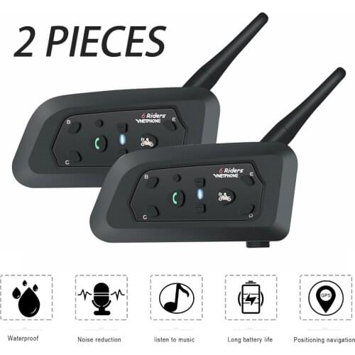 V6 Multi Intercom 6 Riders 1200M Motorcycle Bluetooth Helmet Wireless Communicator Moto Walkie Talkie Interpones Helmet Headset