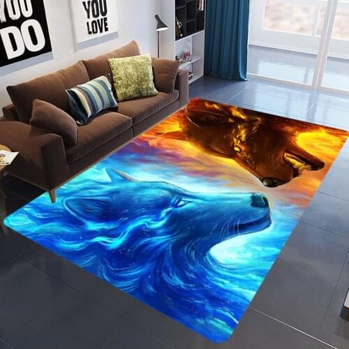 Cartoon Animals Flame Wolf Dog 3D Printed Carpets for Living Room Bedroom Area Rug Kids Room Play Crawl Mat Children Game Carpet
