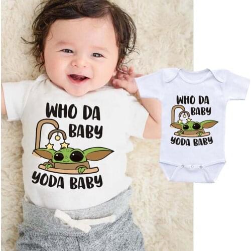 Infant Soft Wear Rompers Baby Boys Girls Cotton Toddler Who Da Baby Letters Cute Cartoon Graphic Printed Fashion Onesies