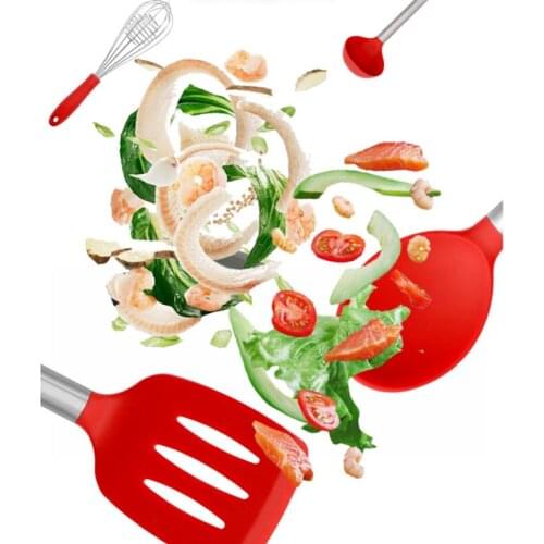 9-Piece Chinese Food Grade Silicone Kitchenware Color Non-Stick Spatula Set With Stainless Steel Handle Kitchen Baking Tools