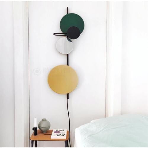 Nordic Loft Personality Colorful Metal Round Circle Led Wall Lamp Art DIY Planet Led Wall Scones Dinner Bedside Indoor Lighting
