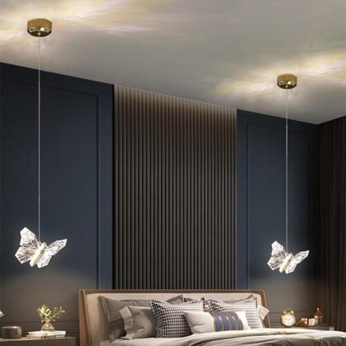 2021 New butterfly pendant light Zinc alloy Acrylic chandelier LED Light luxury hanging lamp indoor bedside bedroom living room