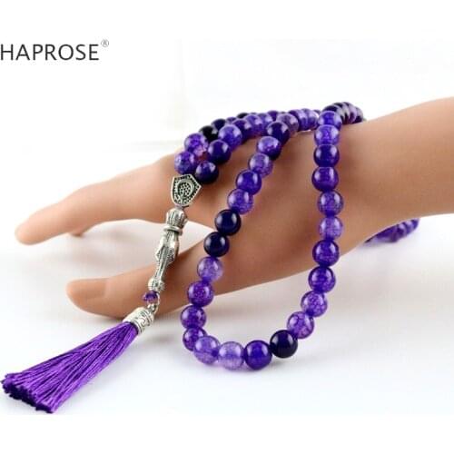 New natural purple bracelet Round Shape beads Prayer beads Islamic Muslim Tasbih Allah Rosary agate Free shipping