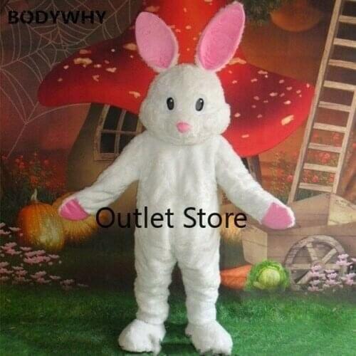 Easter Bunny Mascot Costume Adult Cosplay Party Outfits Advertising Carnival White Short Plush Mascot Fursuit