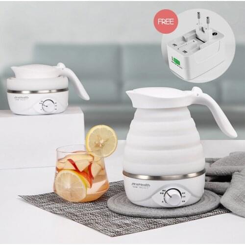 Portable Kettle Travel Folding Heat Preservation Electric Kettle Small Silicone 304 Stainless Steel Water Pot 100V~240V Version